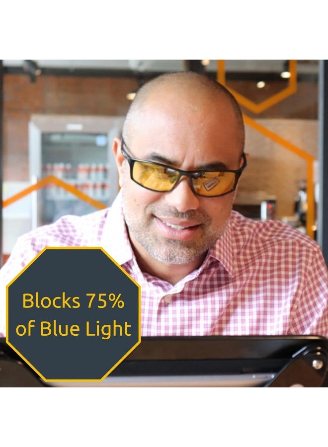 TrueDark Daylights Amber Elite Blue Light Blocking Glasses to Reduce Eye Strain and UV Glare for Increased Energy - Men & Women, Computer Screen, Gaming, TV, Phone - by Dave Asprey - Image 5